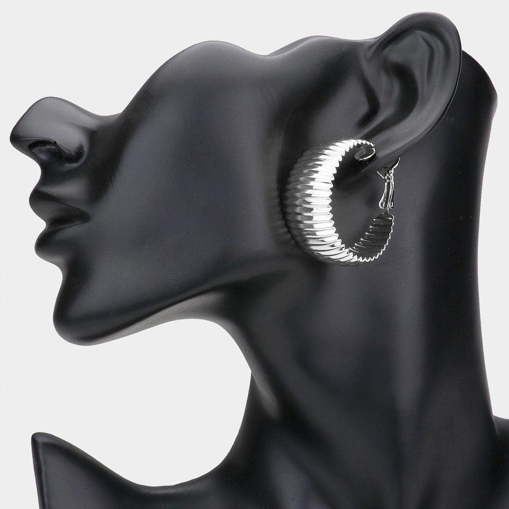 Textured Metal Hoop Earrings - Jewelry Store by Erik Rayo