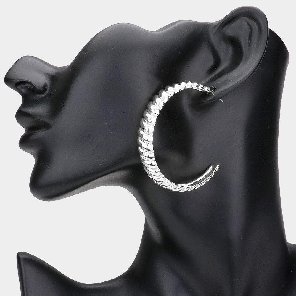 Textured Metal Half Hoop Earrings - Jewelry Store by Erik Rayo