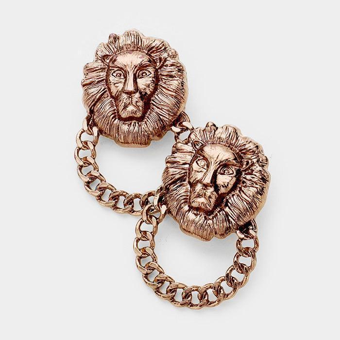 Lion Accented Chain Knocker Earrings - Jewelry Store by Erik Rayo
