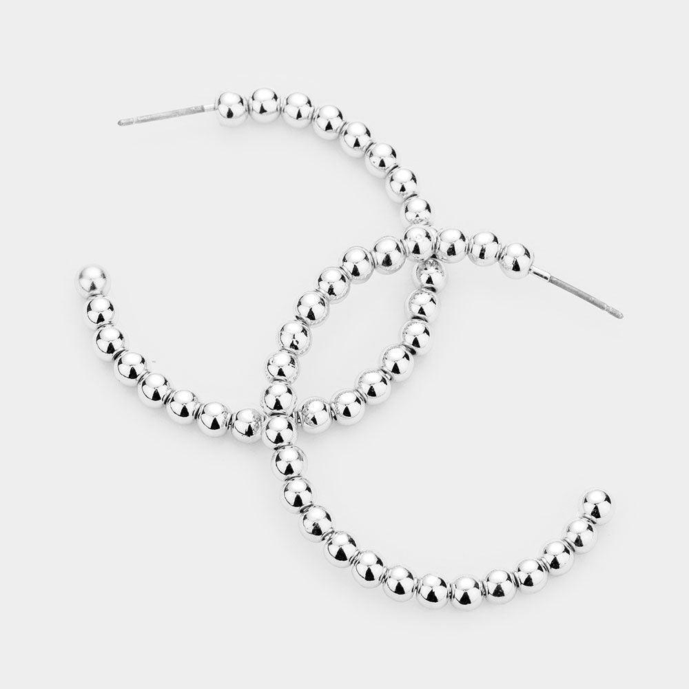 Metal Ball Half Hoop Earrings - Jewelry Store by Erik Rayo