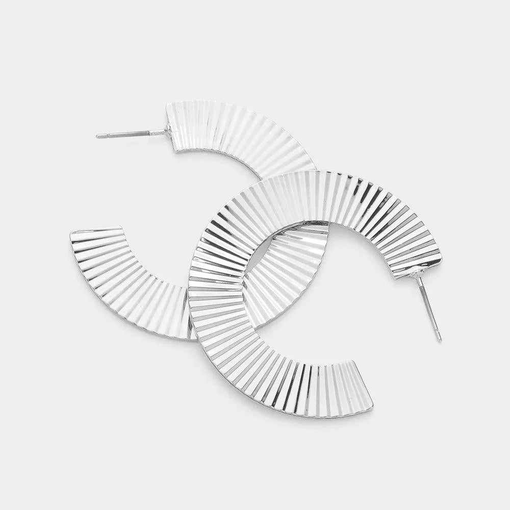 Silver Textured Metal Hoop Earrings - Jewelry Store by Erik Rayo