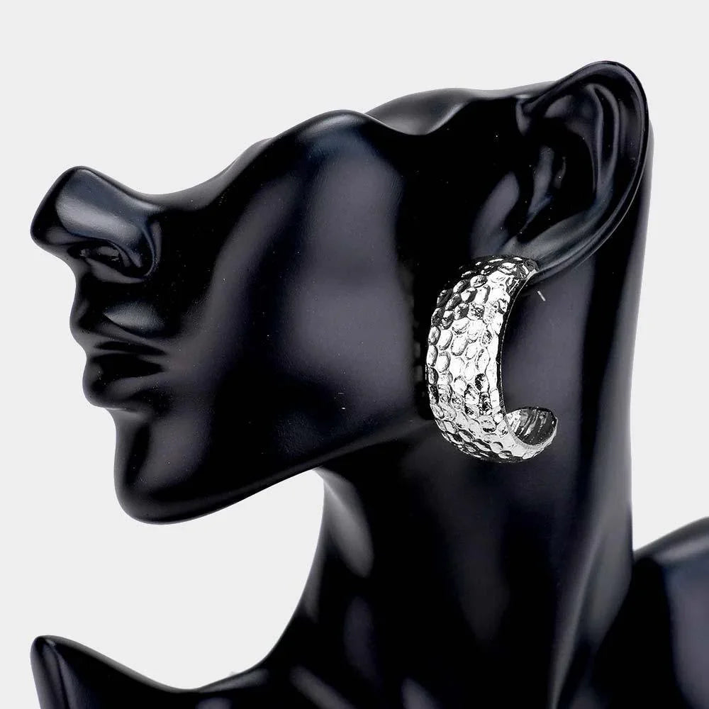 Textured Metal Wide Hoop Earrings - Jewelry Store by Erik Rayo
