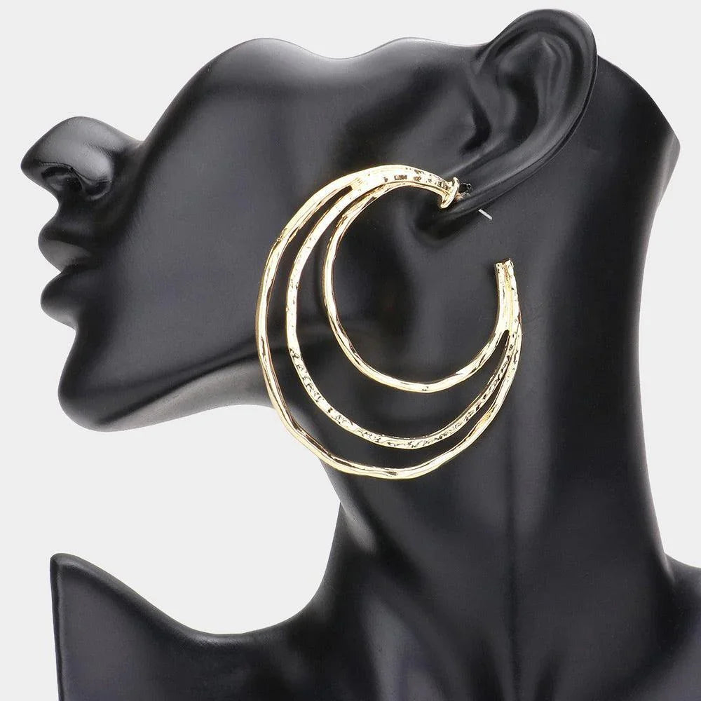 Gold Abstract Metal Hoop Earrings - Jewelry Store by Erik Rayo