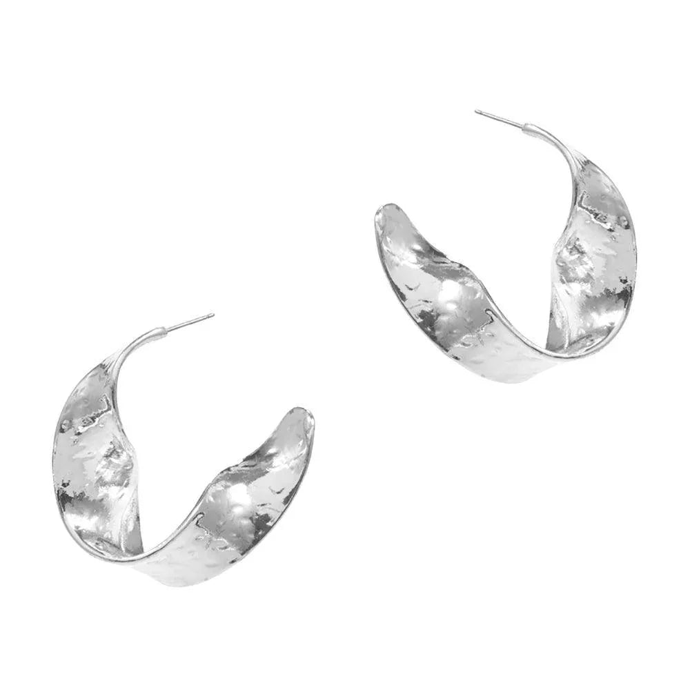 Silver Twisted Metal Hoop Earrings - Jewelry Store by Erik Rayo