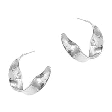 Load image into Gallery viewer, Silver Twisted Metal Hoop Earrings
