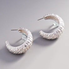 Load image into Gallery viewer, Silver Textured Metal Hoop Earrings
