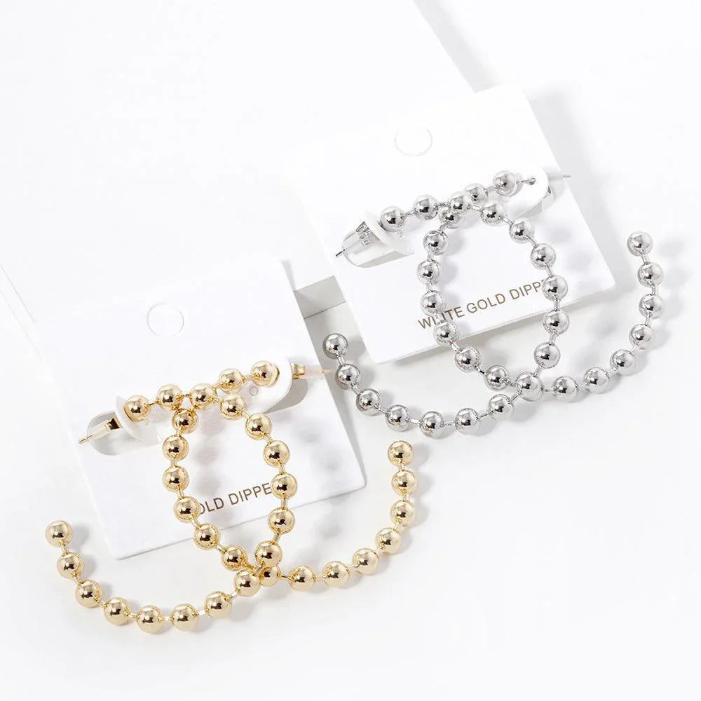 Gold Gold Dipped Metal Ball Hoop Earrings - Jewelry Store by Erik Rayo
