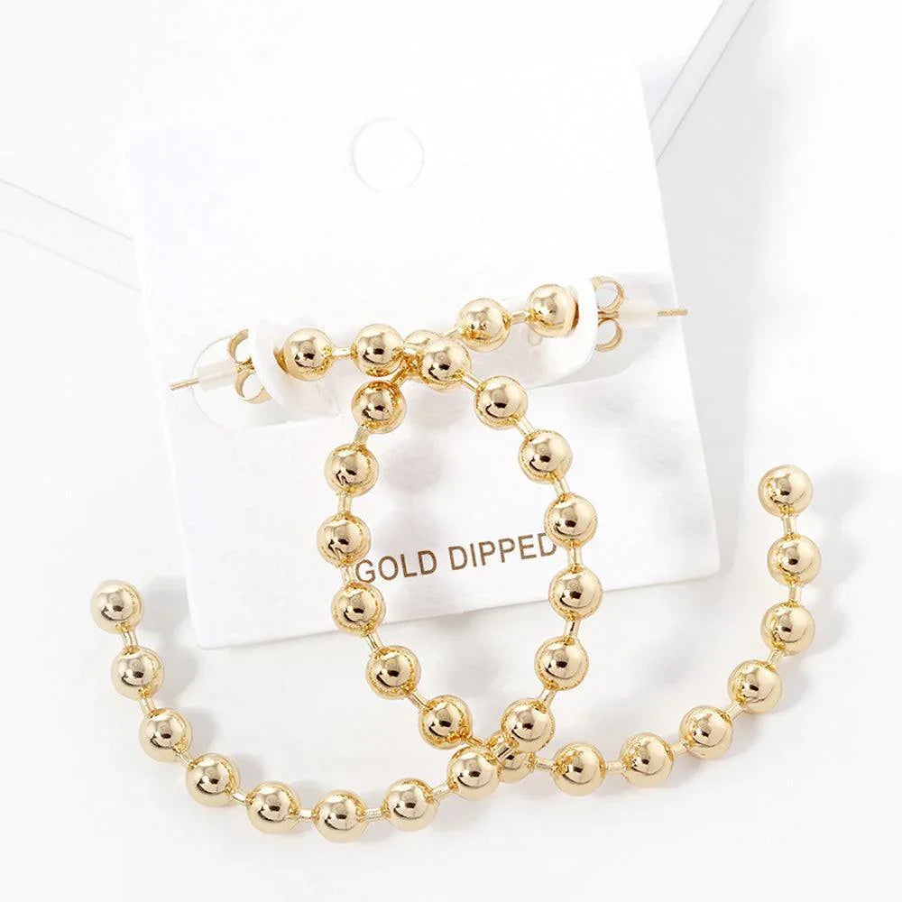 Gold Gold Dipped Metal Ball Hoop Earrings - Jewelry Store by Erik Rayo