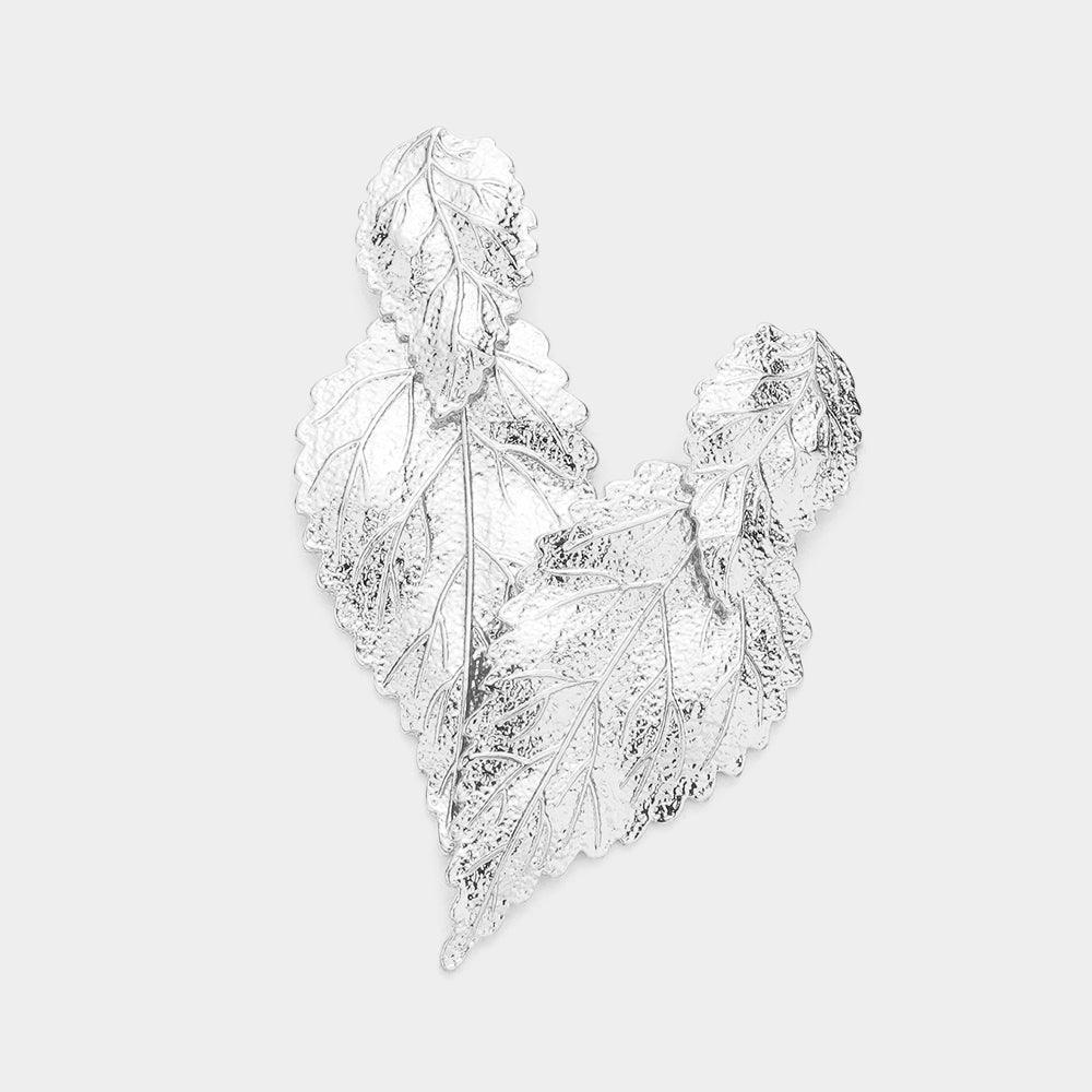 Double Metal Leaf Link Dangle Earrings - Jewelry Store by Erik Rayo