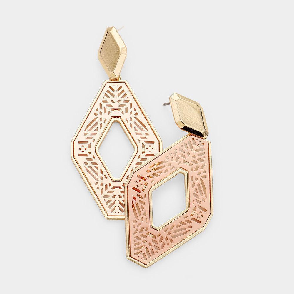 Rose Gold Two Tone Metal Cut Out Earrings - Jewelry Store by Erik Rayo