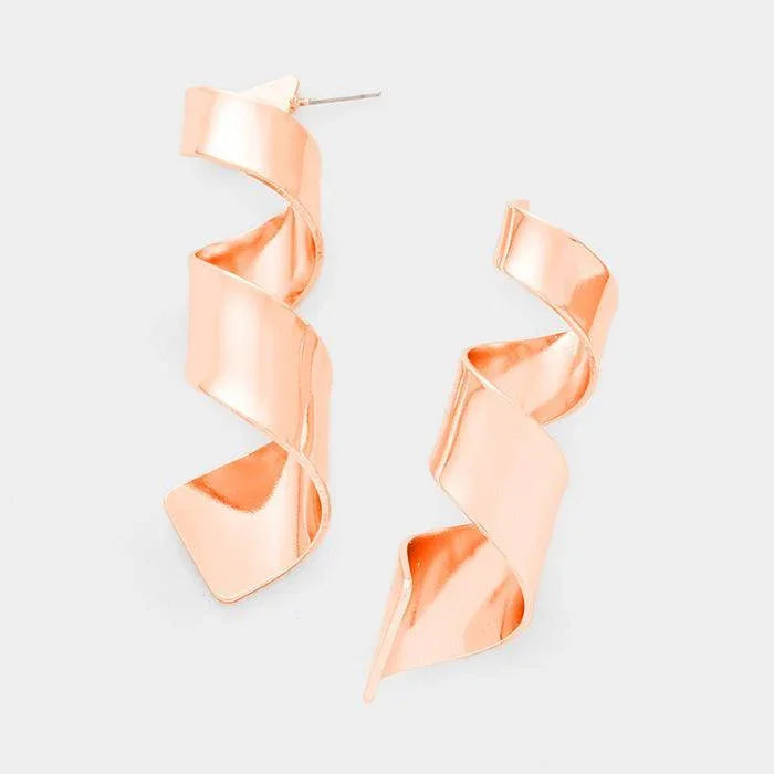 Rose Gold Twisted Metal Earrings - Jewelry Store by Erik Rayo