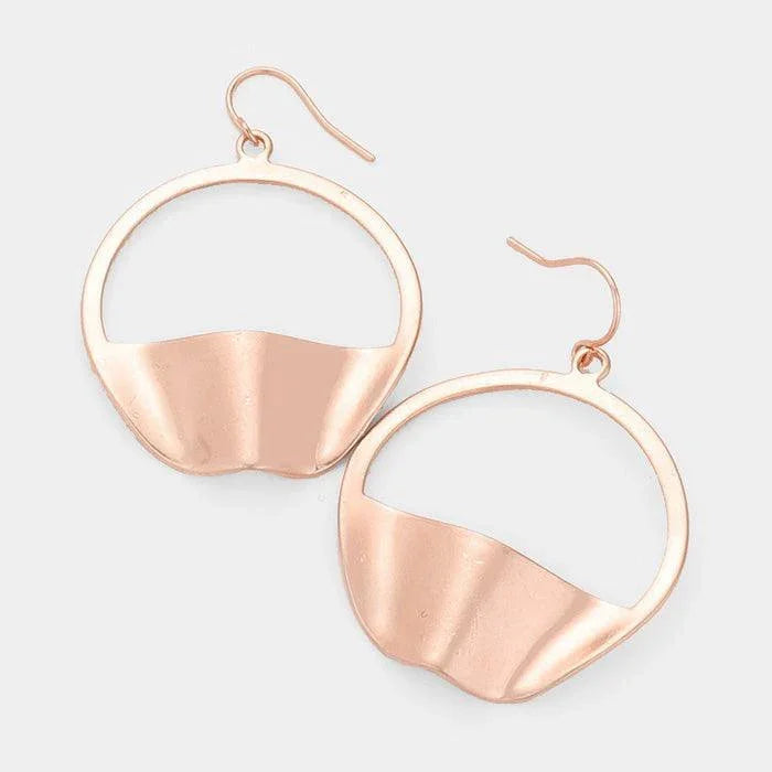Rose Gold Geometric Bent Metal Dangle Earrings - Jewelry Store by Erik Rayo