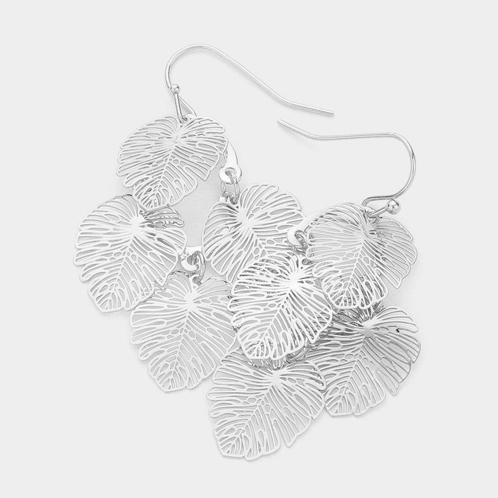 Cut Out Metal Leaf Link Dangle Earrings - Jewelry Store by Erik Rayo