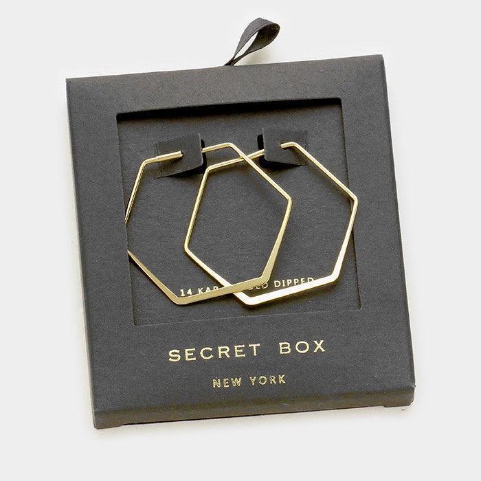 14K Gold Dipped hexagon hoop Earrings - Jewelry Store by Erik Rayo