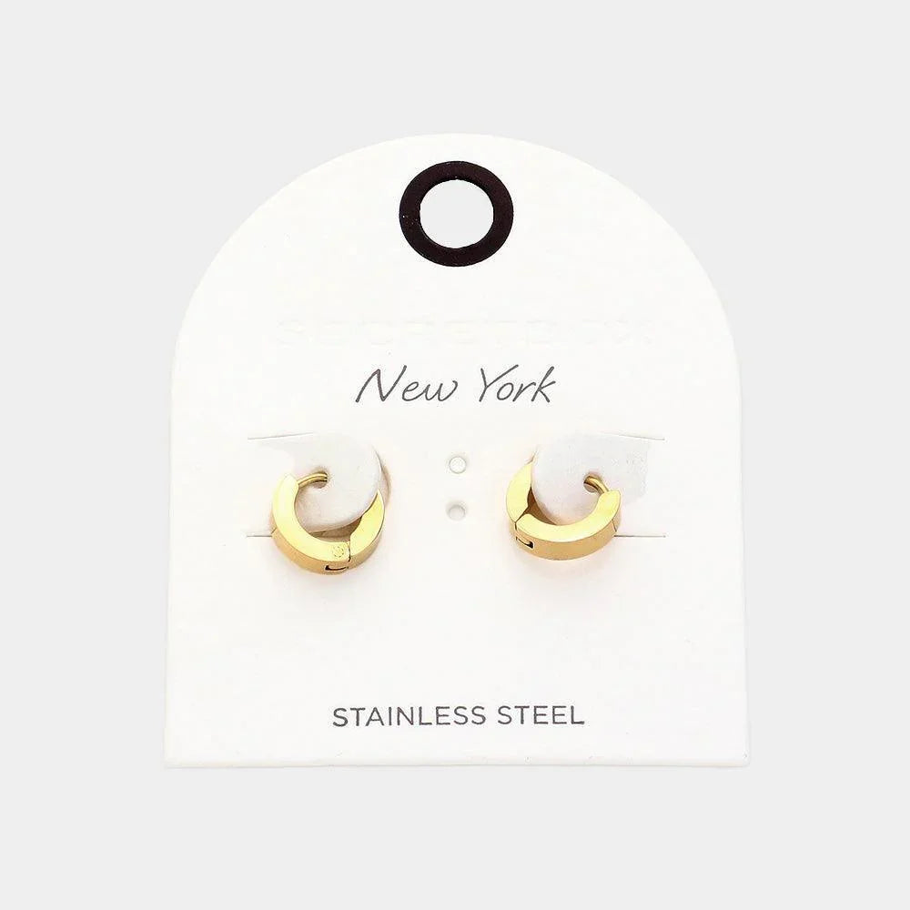 Gold Stainless Steel Mini Hoop Earrings - Jewelry Store by Erik Rayo