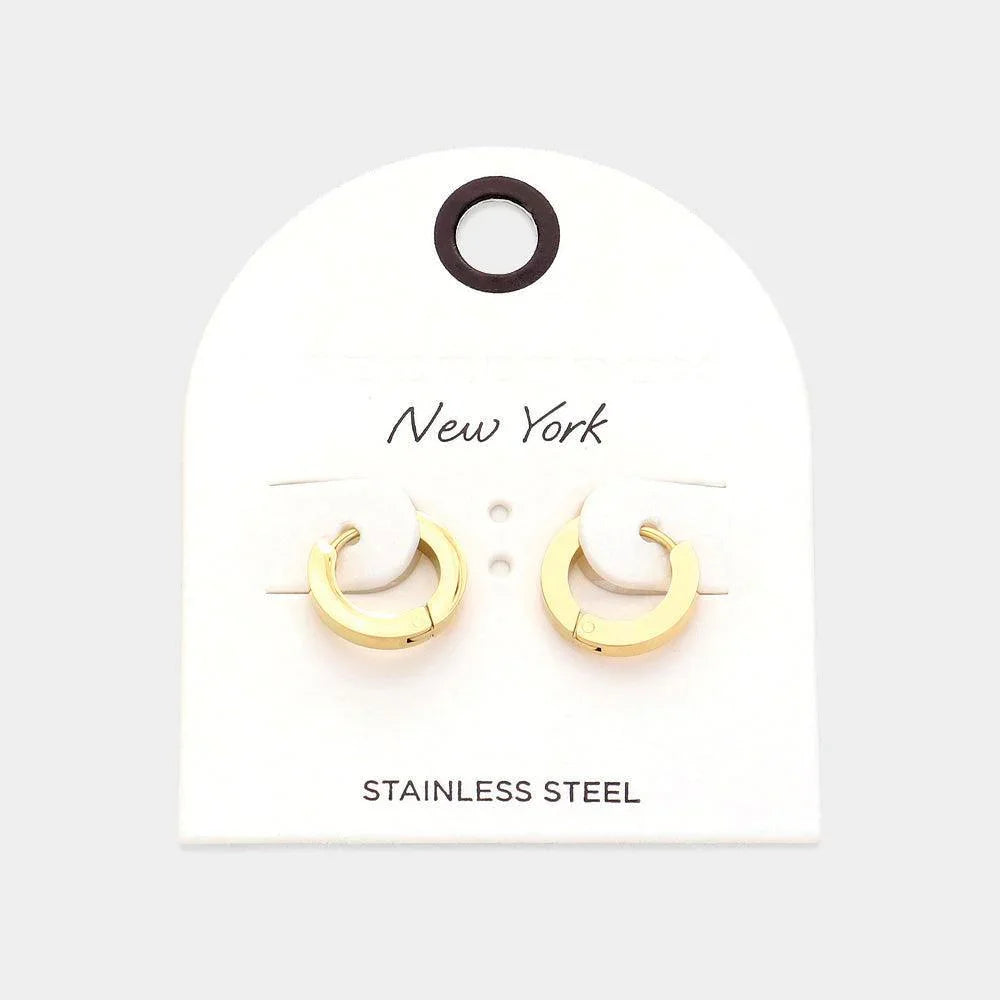 Gold Stainless Steel Mini Hoop Earrings - Jewelry Store by Erik Rayo