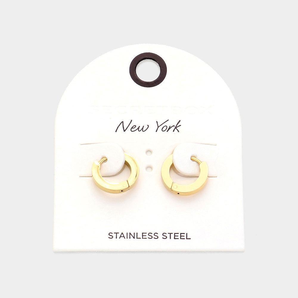 Gold Stainless Steel Mini Hoop Earrings