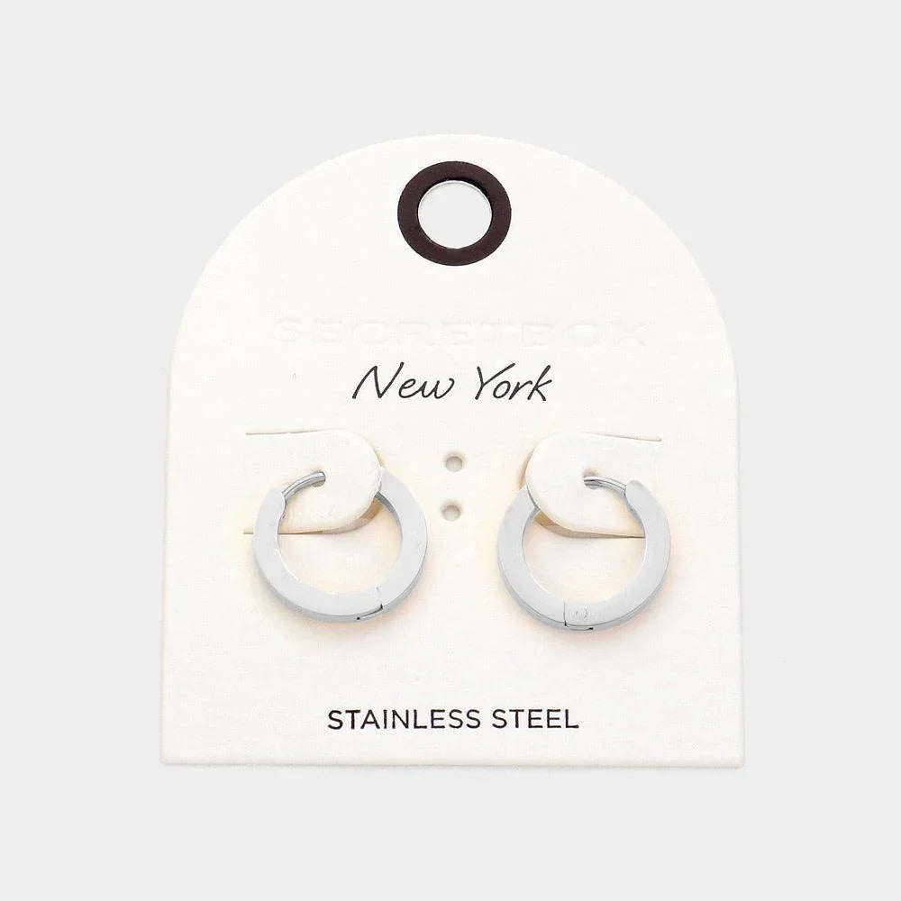 Stainless Steel Mini Hoop Earrings - Jewelry Store by Erik Rayo