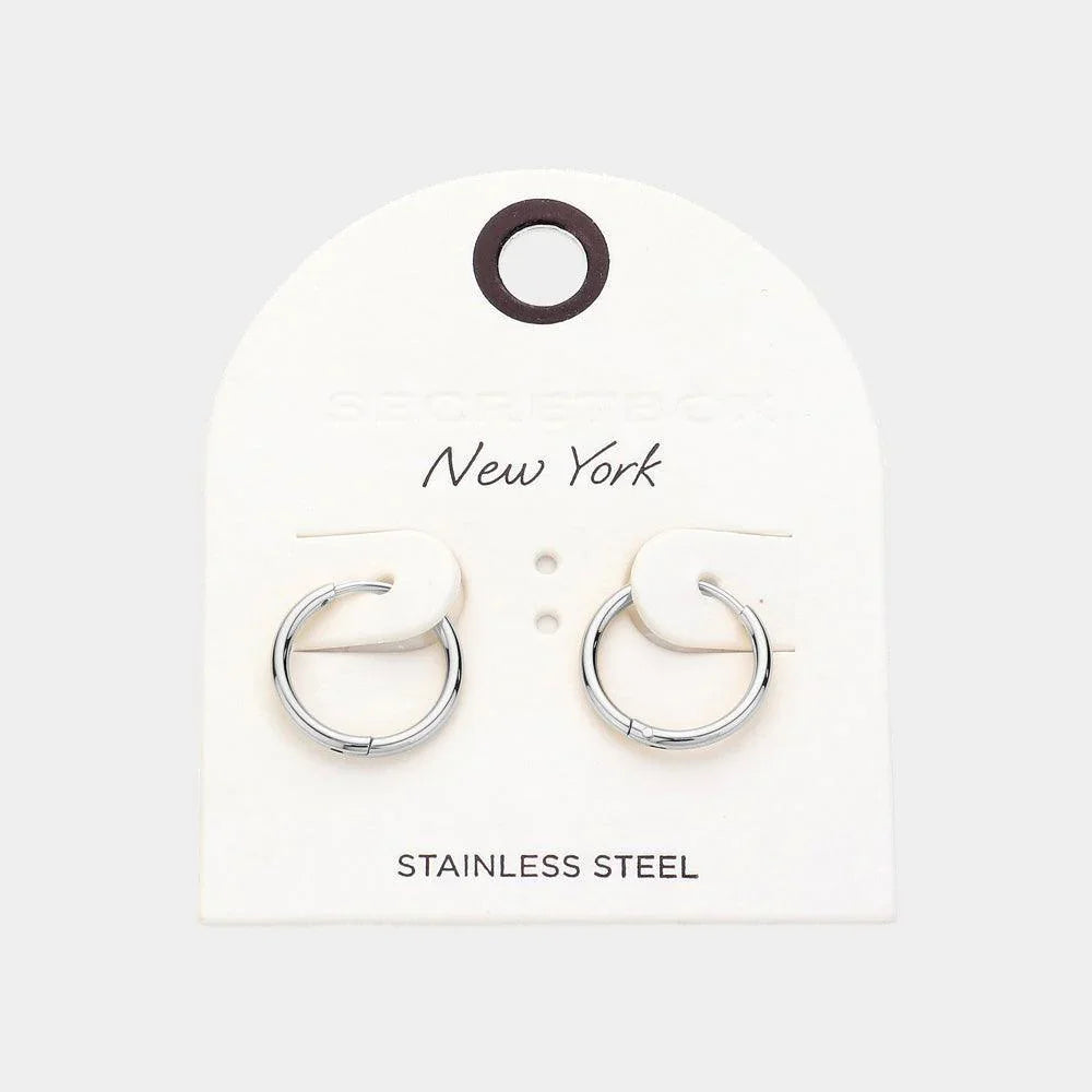 SECET BOX_Stainless Steel Huggie Hoop Earrings - Jewelry Store by Erik Rayo