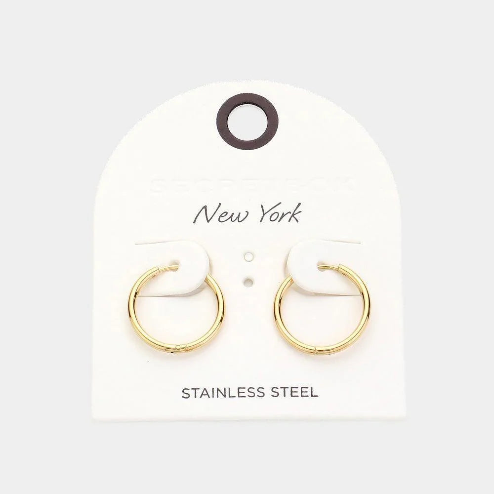 Gold Stainless Steel Huggie Hoop Earrings - Jewelry Store by Erik Rayo
