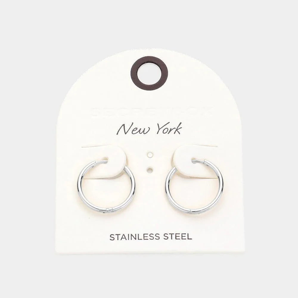 Stainless Steel Huggie Hoop Earrings - Jewelry Store by Erik Rayo
