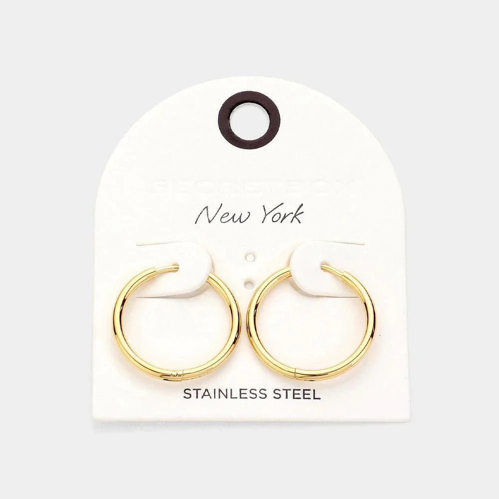 Gold Stainless Steel Huggie Hoop Earrings - Jewelry Store by Erik Rayo