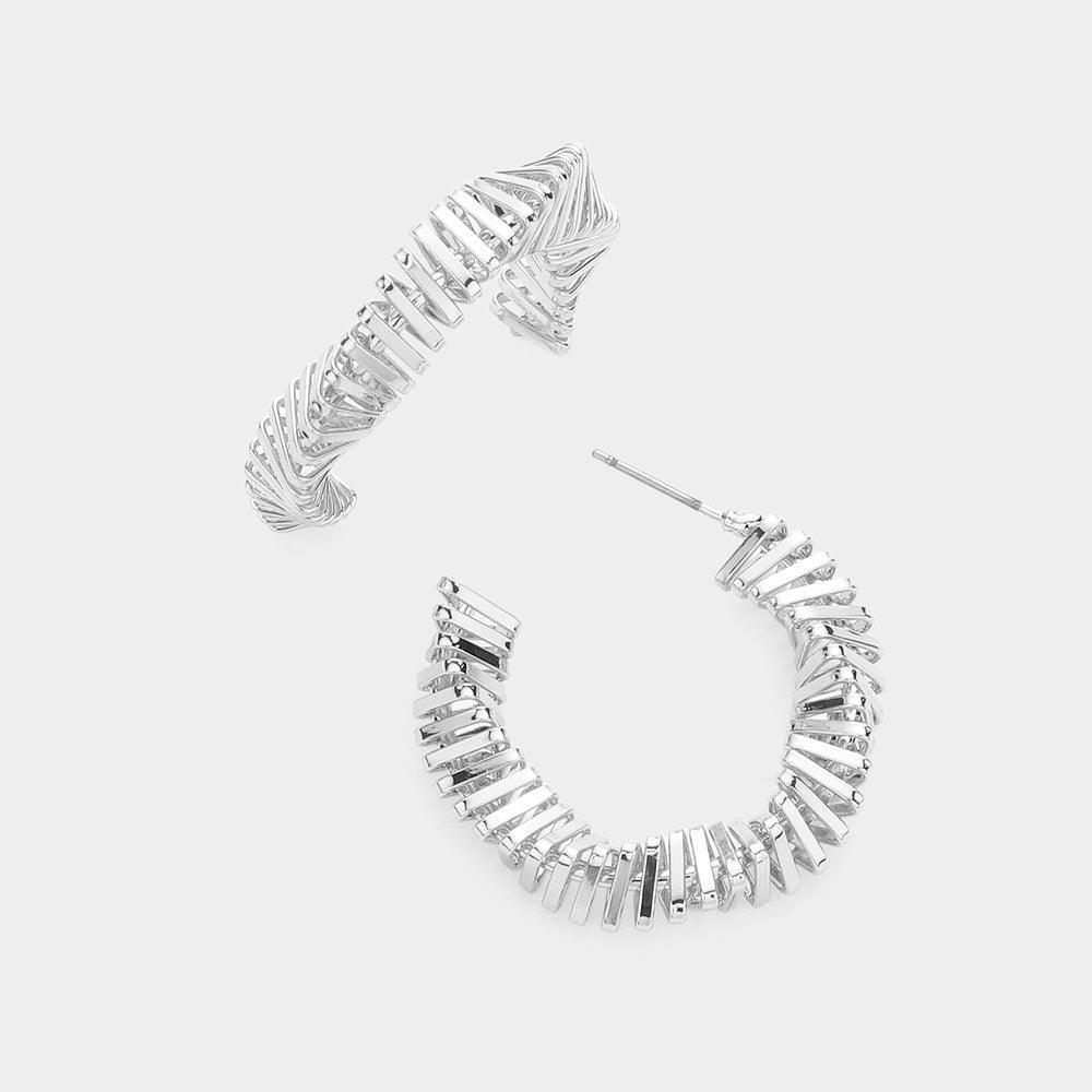 Silver Twisted Metal Hoop Earrings - Jewelry Store by Erik Rayo