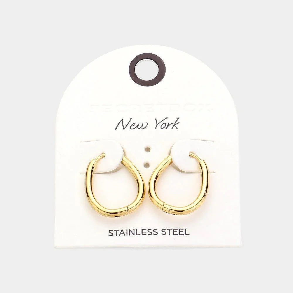 Gold Stainless Steel Huggie Hoop Earrings - Jewelry Store by Erik Rayo