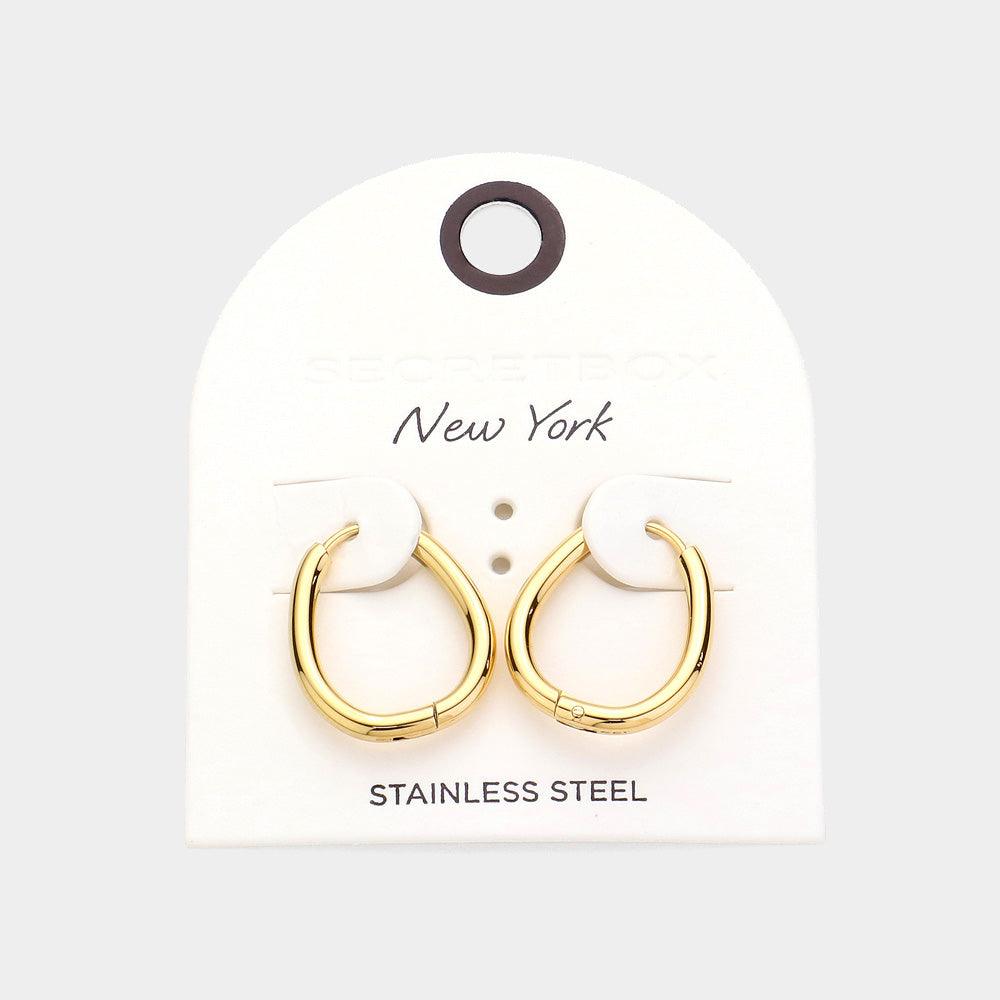 Gold Stainless Steel Huggie Hoop Earrings