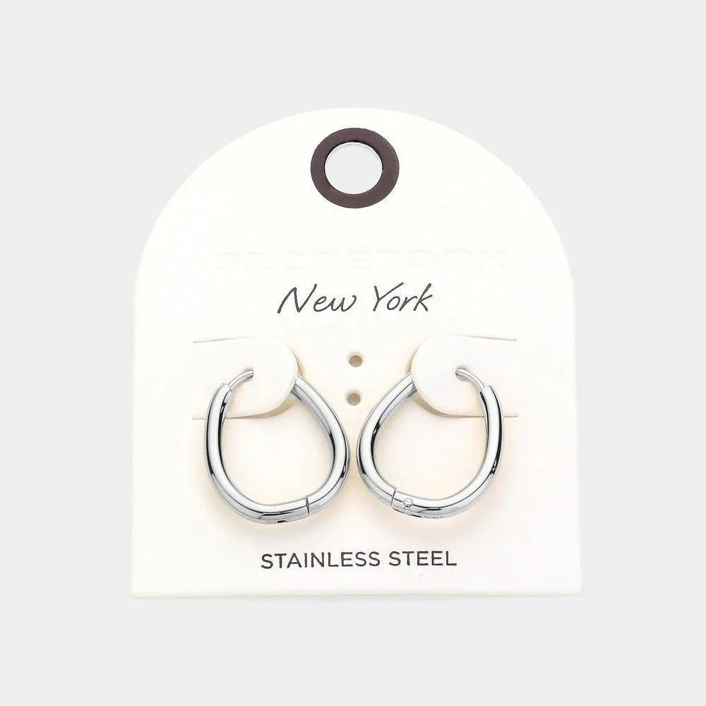 Stainless Steel Huggie Hoop Earrings - Jewelry Store by Erik Rayo