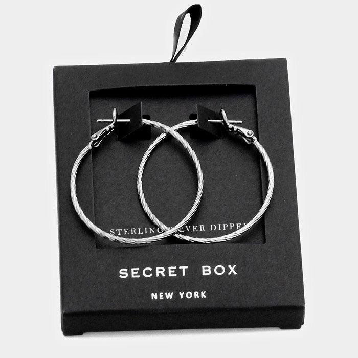 Silver Sterling Silver Dipped Textured Hoop Earrings - Jewelry Store by Erik Rayo
