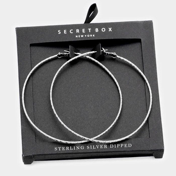 Silver Sterling Silver Dipped Textured Hoop Earrings - Jewelry Store by Erik Rayo