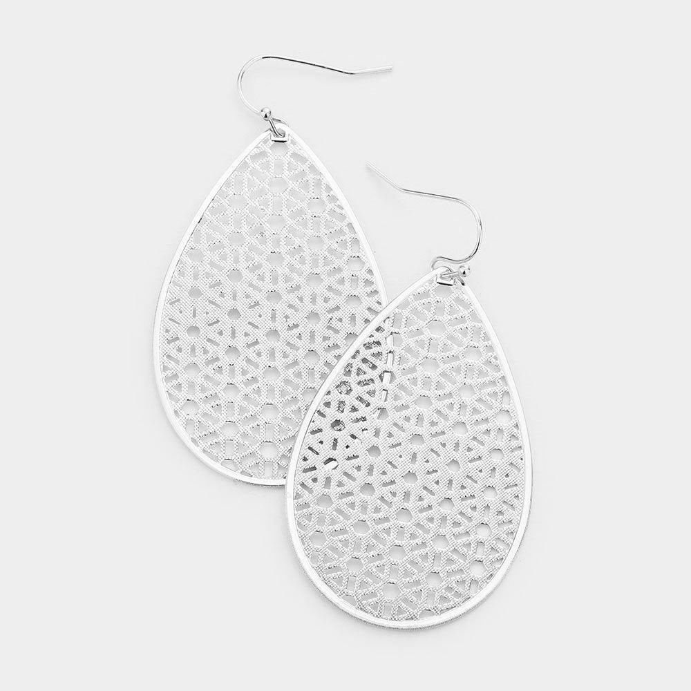 Filigree Brass Metal Teardrop Dangle Earrings - Jewelry Store by Erik Rayo