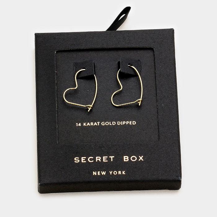 14K Gold Dipped Heart Hoop Earrings