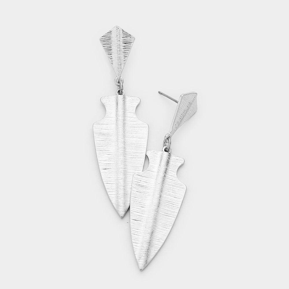 Silver Metal Arrow Dangle Earrings - Jewelry Store by Erik Rayo