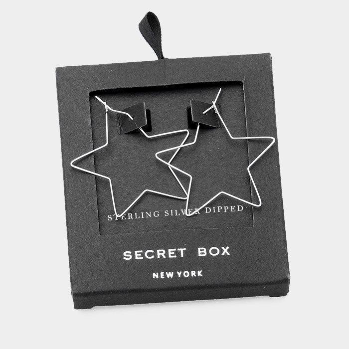 Silver Sterling Silver Dipped Metal Star Hoop Earrings - Jewelry Store by Erik Rayo
