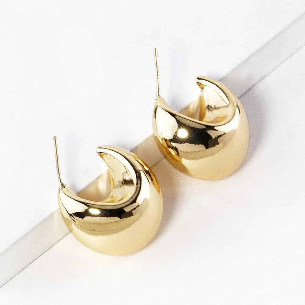 Silver Gold Dipped Chunky Metal Crescent Hoop Earrings - Jewelry Store by Erik Rayo