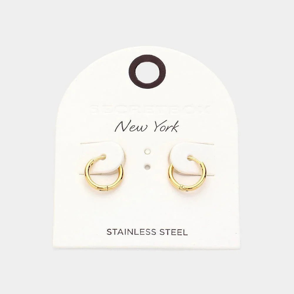 Gold Stainless Steel Huggie Hoop Earrings - Jewelry Store by Erik Rayo