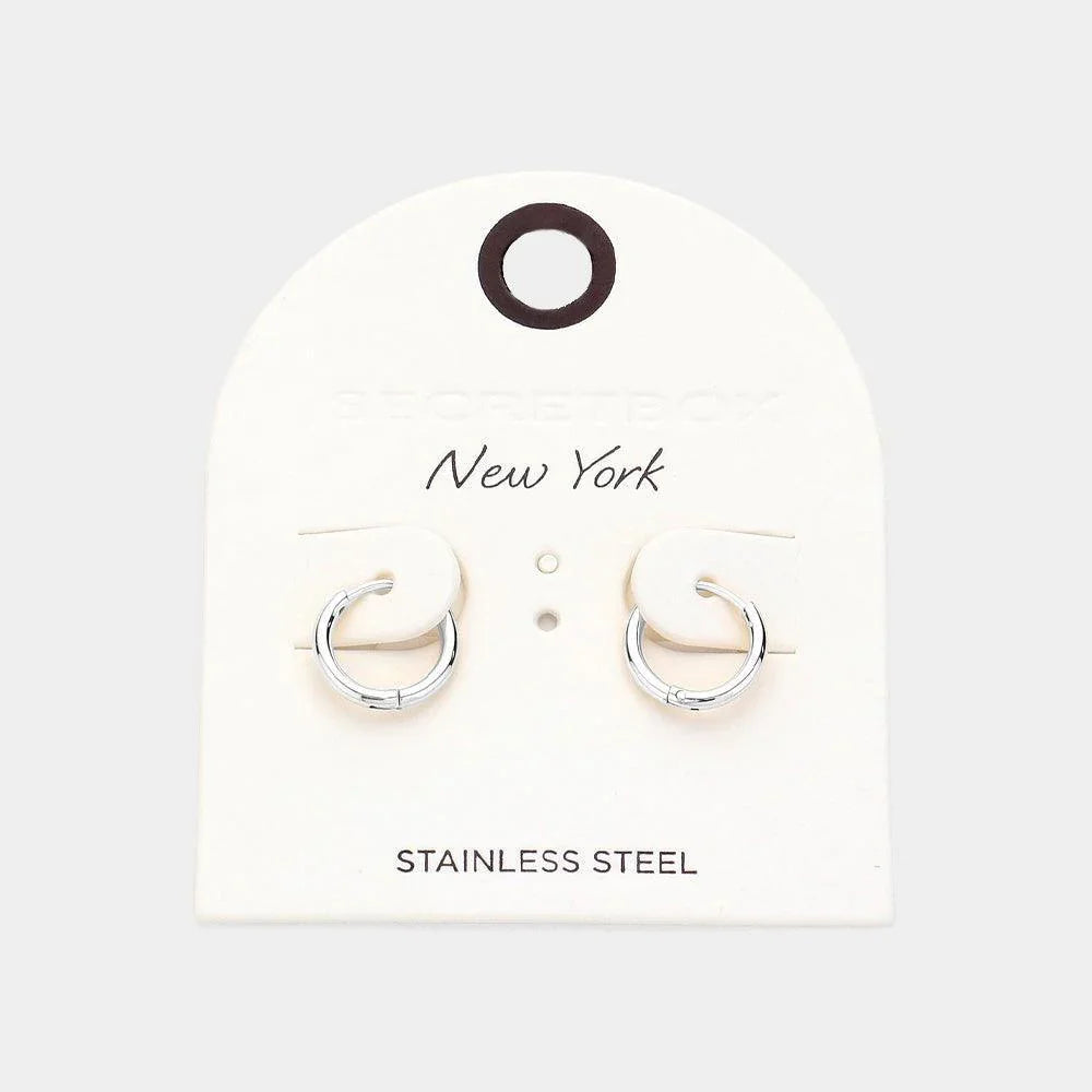 Stainless Steel Huggie Hoop Earrings - Jewelry Store by Erik Rayo