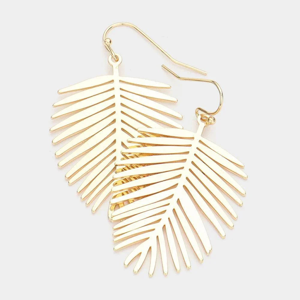 Gold Metal Leaf Dangle Earrings - Jewelry Store by Erik Rayo