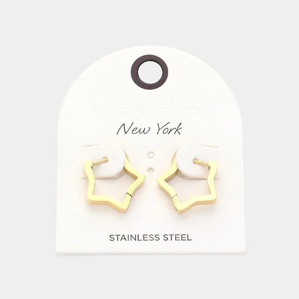 Gold Stainless Steel Star Huggie Hoop Earrings - Jewelry Store by Erik Rayo