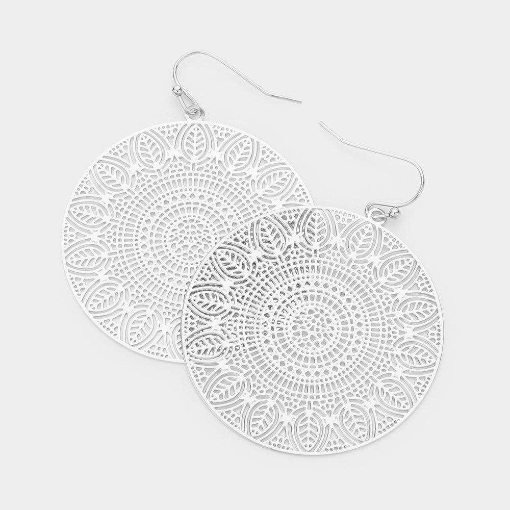 Filigree Brass Metal Round Dangle Earrings - Jewelry Store by Erik Rayo