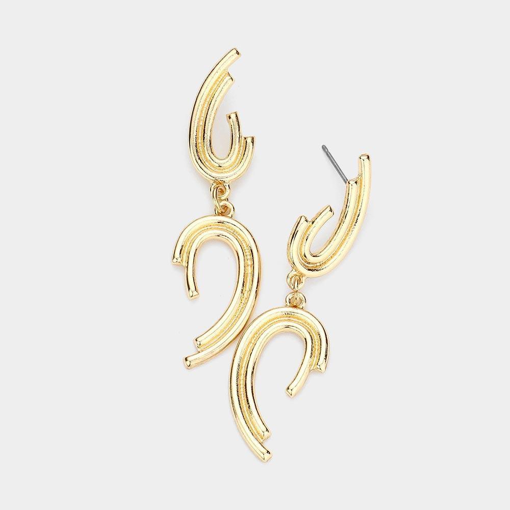 Gold Abstract Metal Link Dangle Earrings - Jewelry Store by Erik Rayo