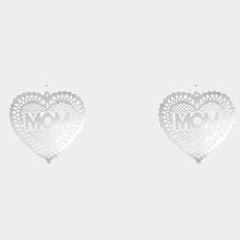 Load image into Gallery viewer, MOM Message Brass Metal Heart Dangle Earrings
