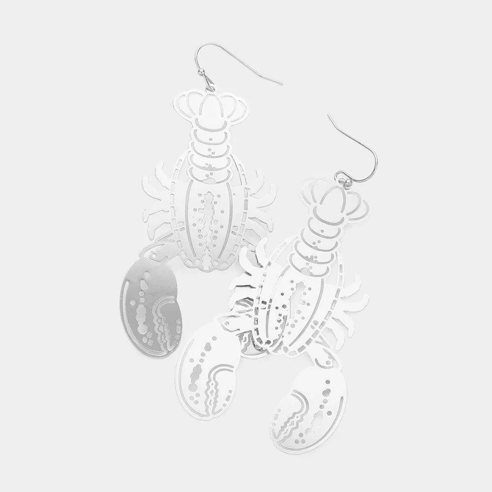 Brass Metal Cut Out Lobster Dangle Earrings - Jewelry Store by Erik Rayo