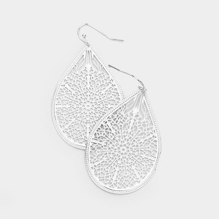 Silver Floral Droplet Filigree Earrings - Jewelry Store by Erik Rayo