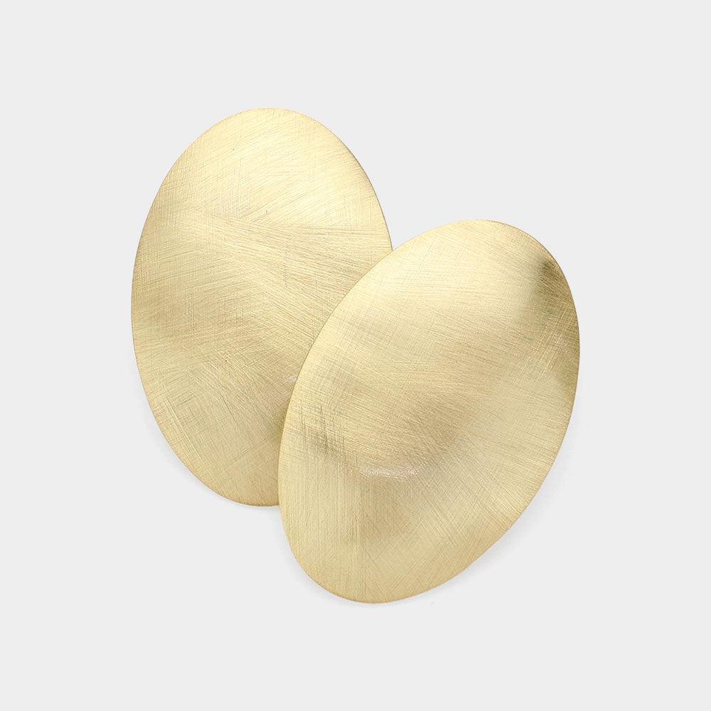 14K Gold Dipped Brushed Oval Earrings - Jewelry Store by Erik Rayo