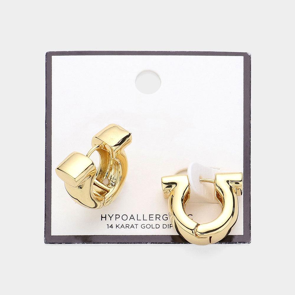 14K Gold Dipped Hypoallergenic Chunky Huggie Hoop Earrings