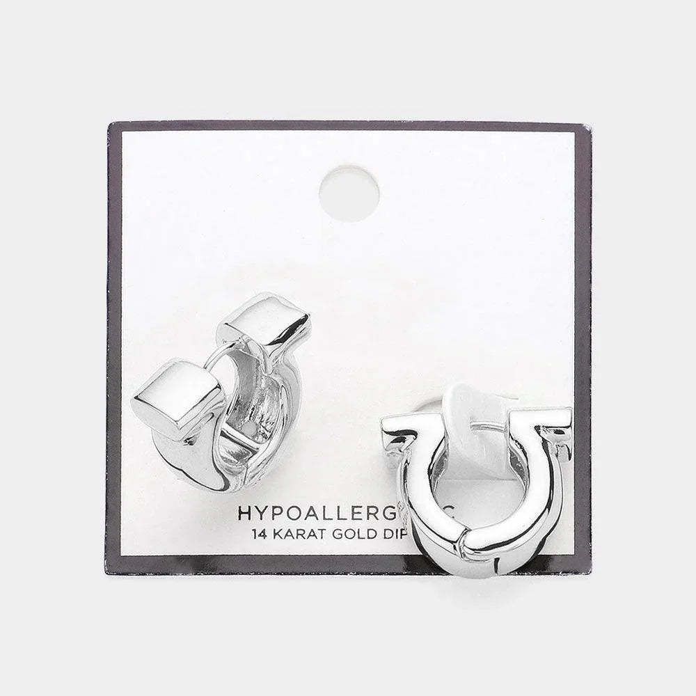 Silver Sterling Silver Dipped Hypoallergenic Chunky Huggie Hoop Earrings - Jewelry Store by Erik Rayo