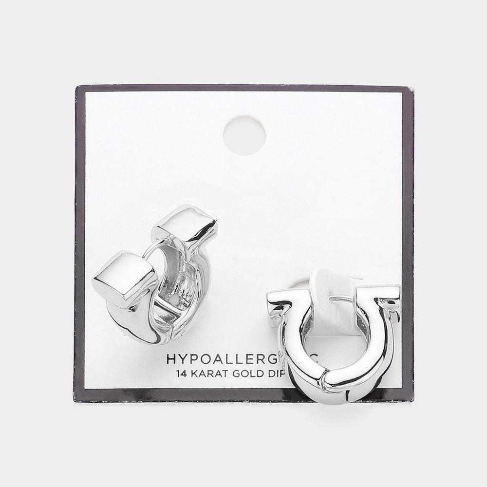 Silver Sterling Silver Dipped Hypoallergenic Chunky Huggie Hoop Earrings